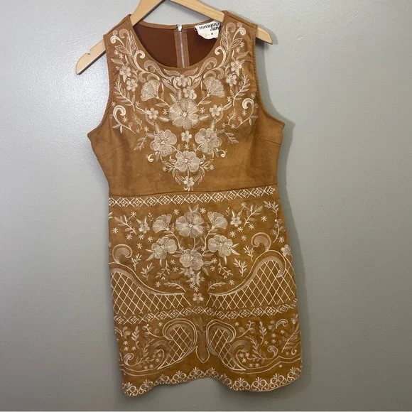 Savanna Jane Glory Days Embroidered Faux Suede Dress. Women’s size medium - Picture 3 of 11